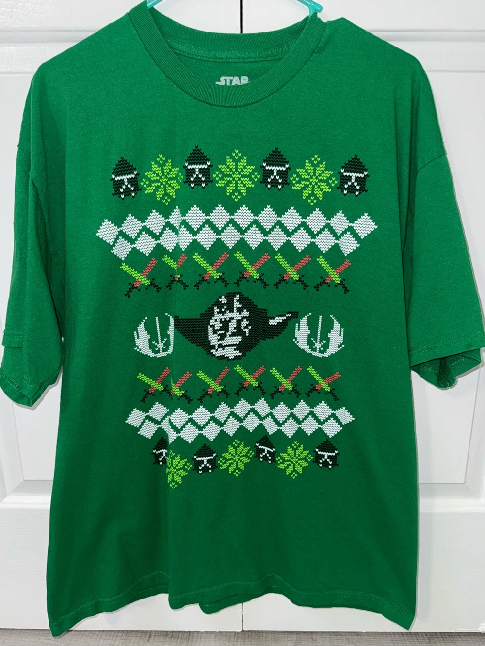 Star Wars Stormtrooper Ugly Christmas Sweater Graphic T-Shirt Green XL Holiday